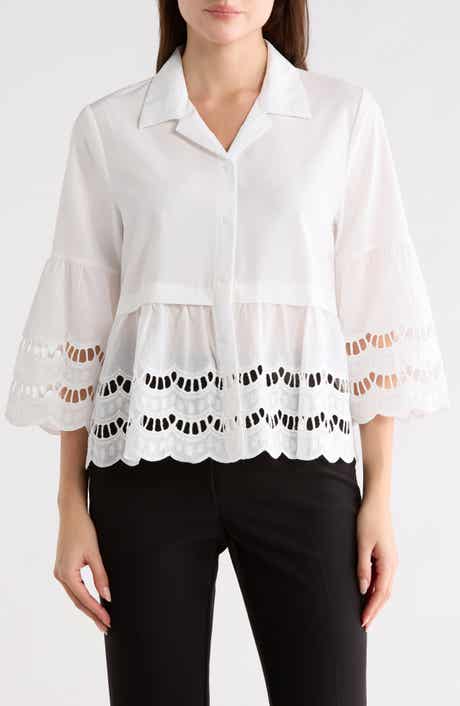 Forgotten Grace Crochet Hem Button-Up Shirt