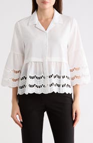 Forgotten Grace Crochet Hem Button-Up Shirt