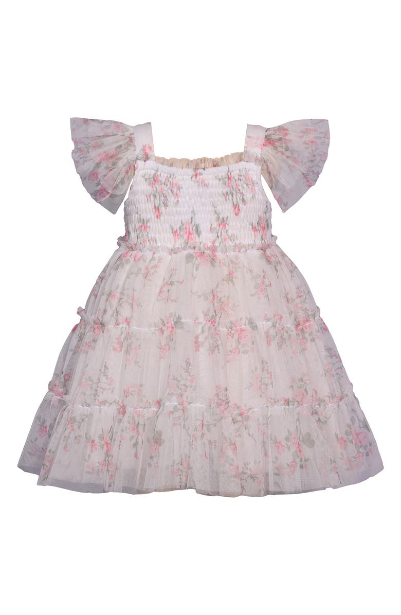 Iris & Ivy Kids' Smocked Bodice Tiered Mesh Party Dress, Alternate, color,