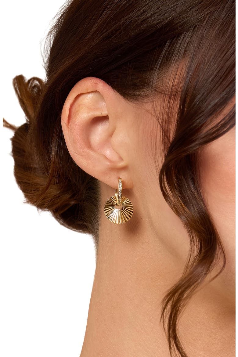 Dolce Sole Fluted Round Drop Huggie Hoop Earrings, Alternate, color, GOLD