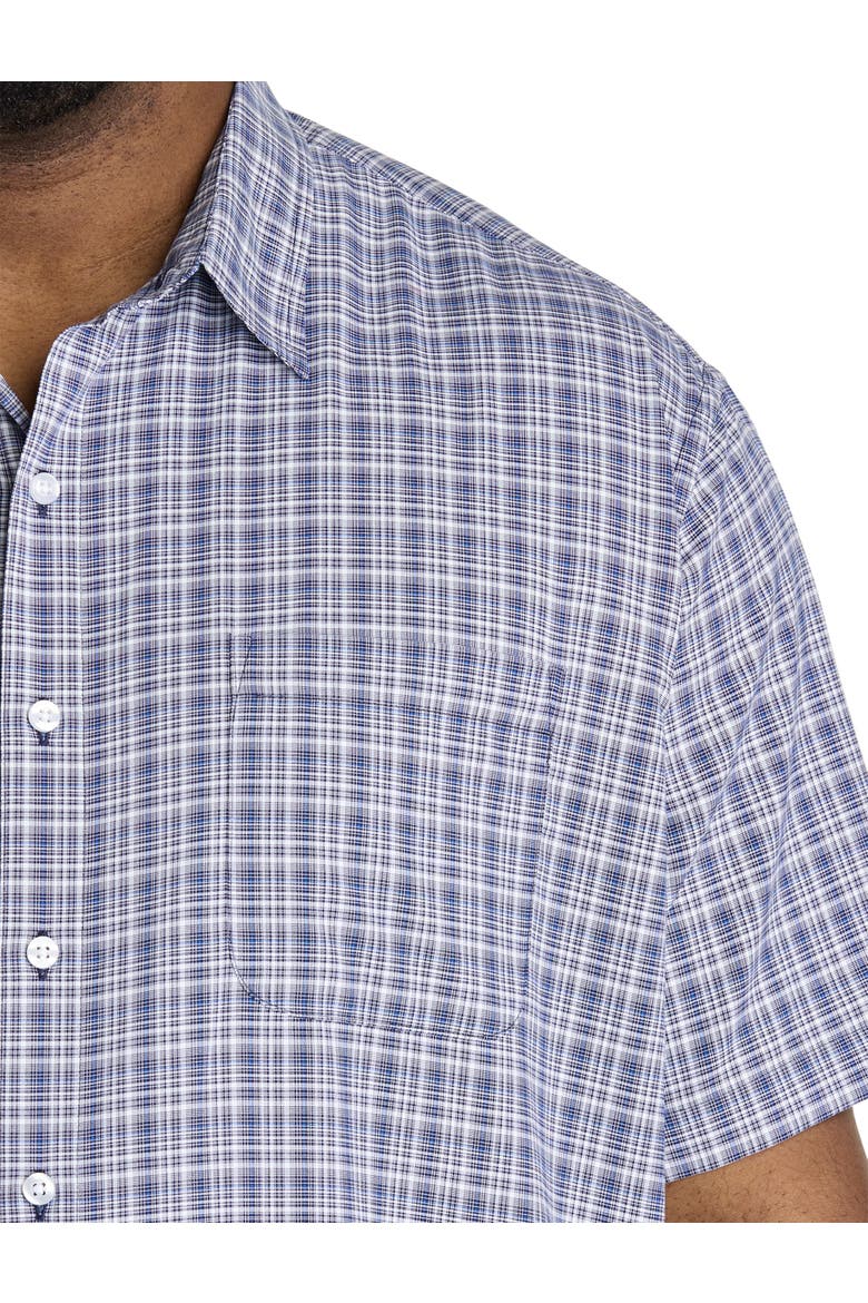 Big & Tall Plaid Microfiber Sport Shirt, Alternate, color, BLUE MULTI