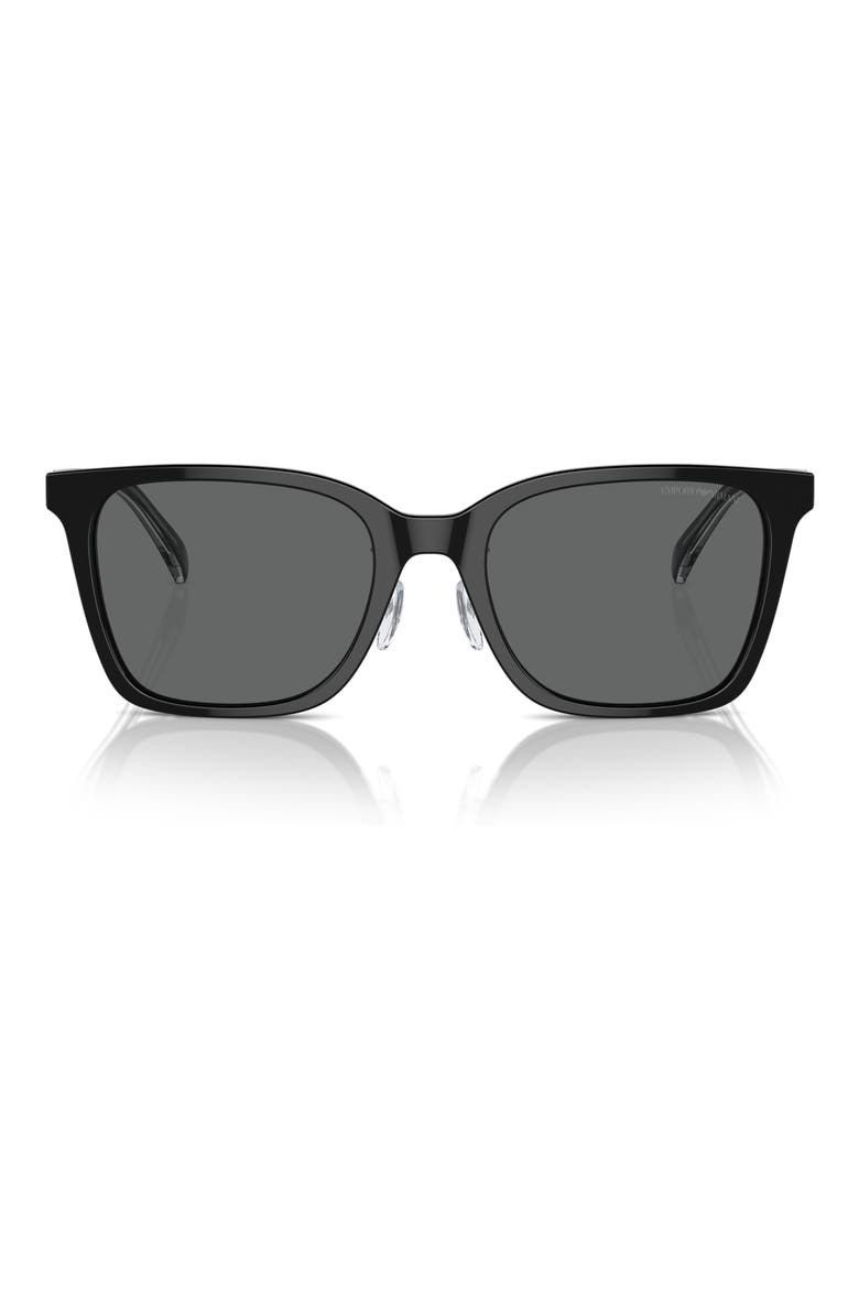55mm Square Sunglasses, Main, color, SHINY BLACK / DARK GREY
