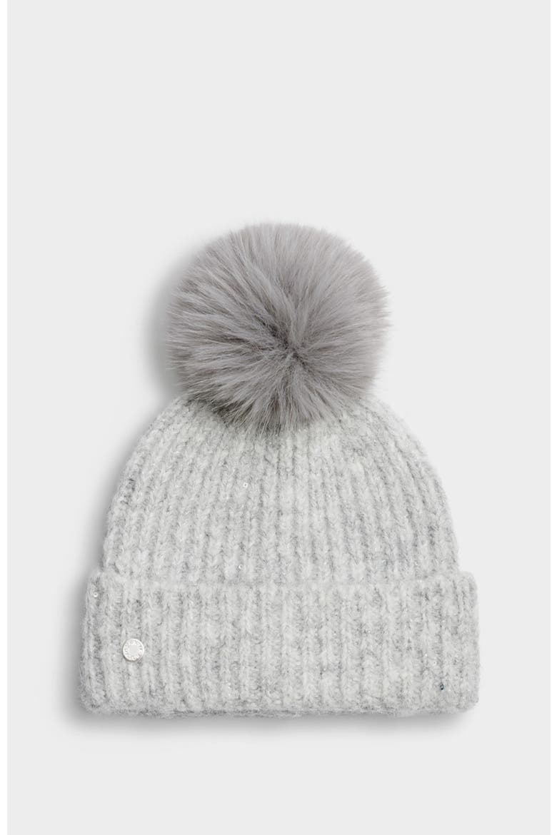 Sequin Soft Knit Hat, Main, color, Light Grey