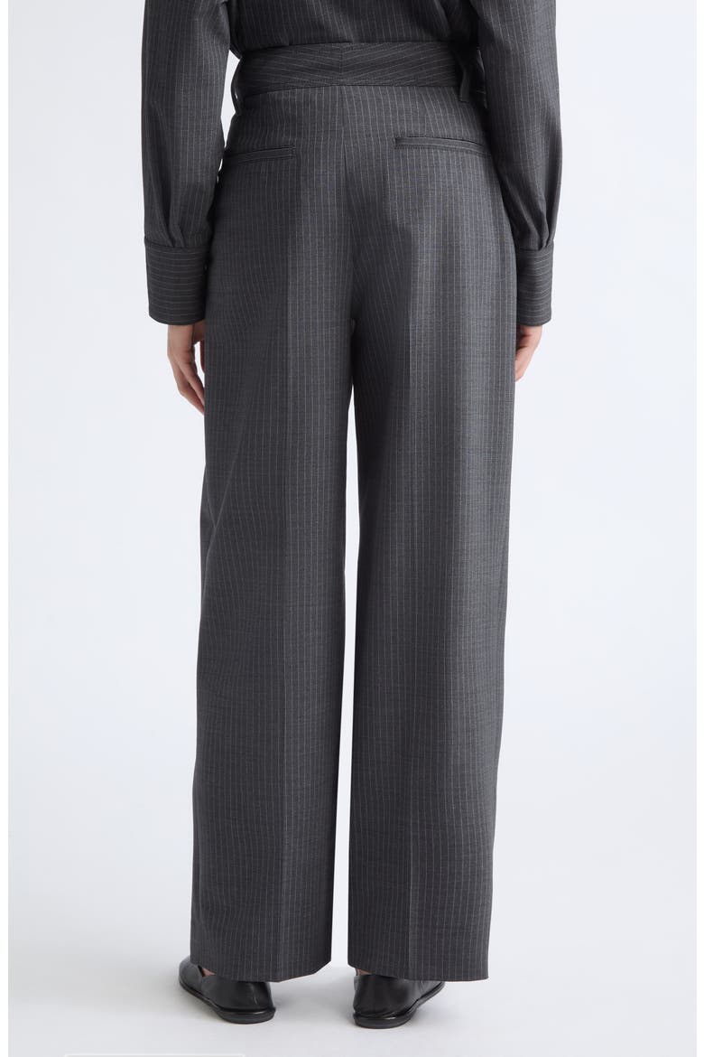 Single Pleat Front Wide Leg Pants, Alternate, color, CHARCOAL STRIPE