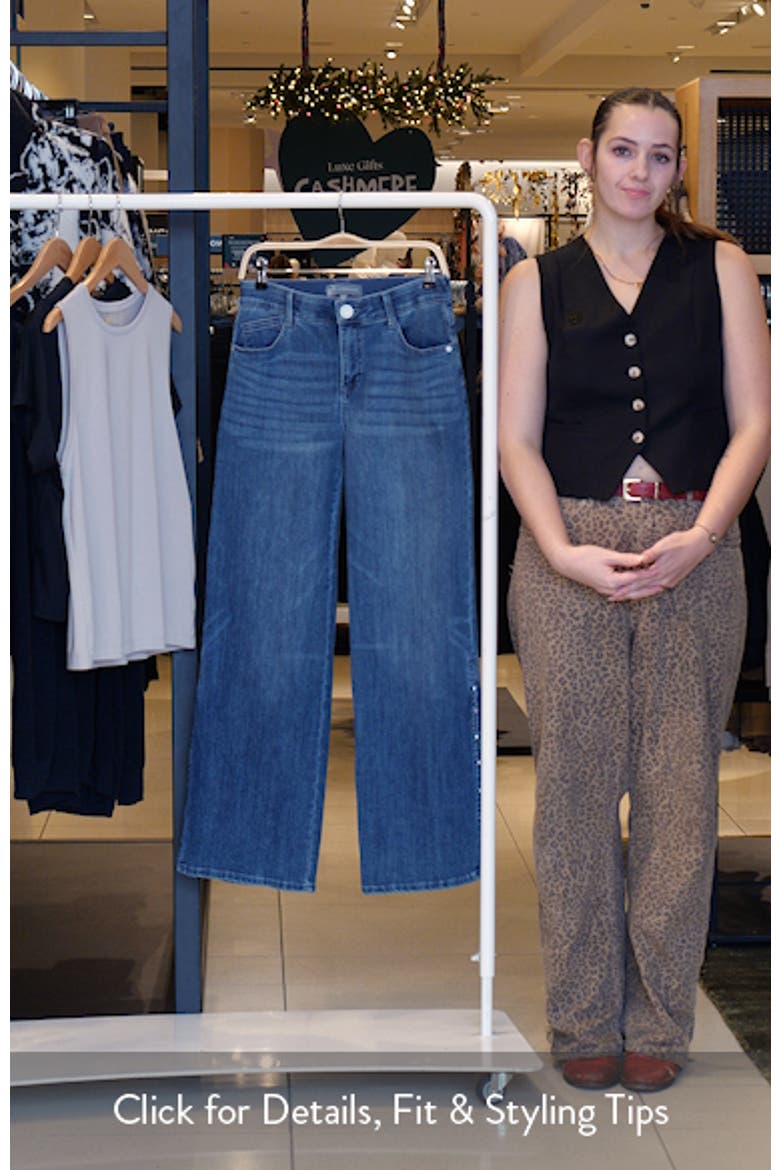 Sam High Waist Faux Pearl Detail Wide Leg Jeans video
