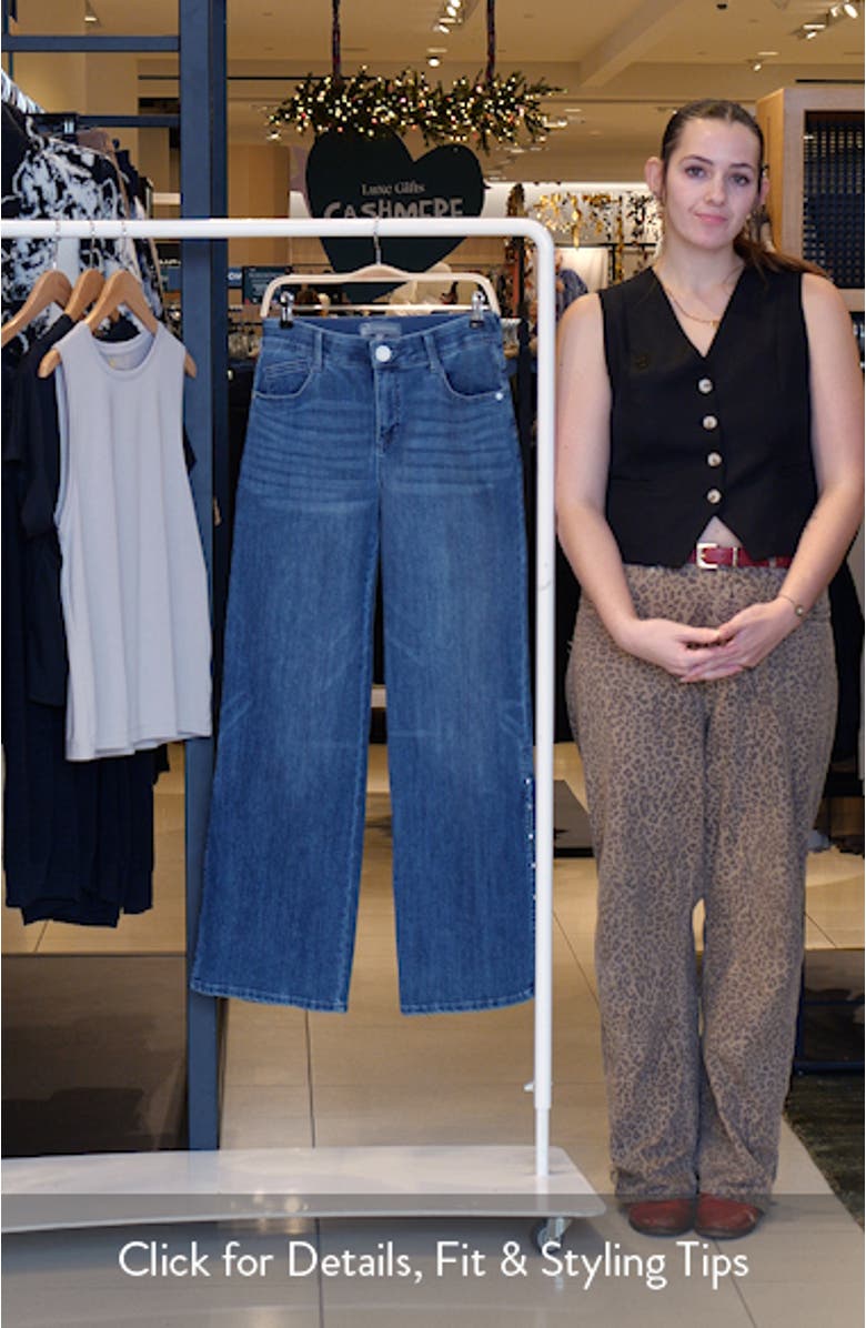 Sam High Waist Faux Pearl Detail Wide Leg Jeans, sales video thumbnail