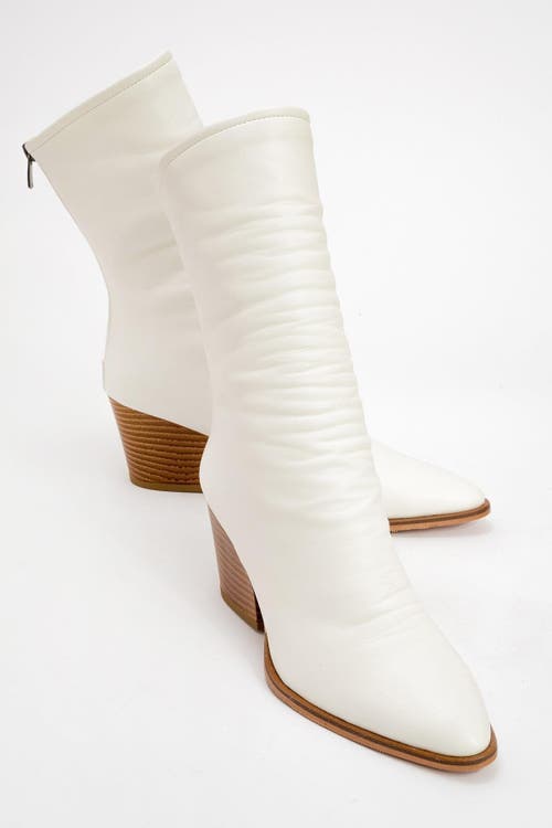 Prologue Shoes Laval Back-zip Block Heel Boot In White