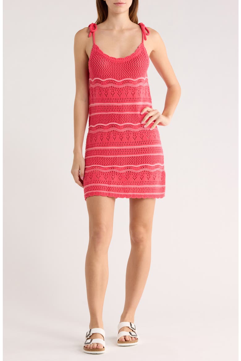 Stripe Open Knit Minidress, Main, color, PINK RIBBON MULTI