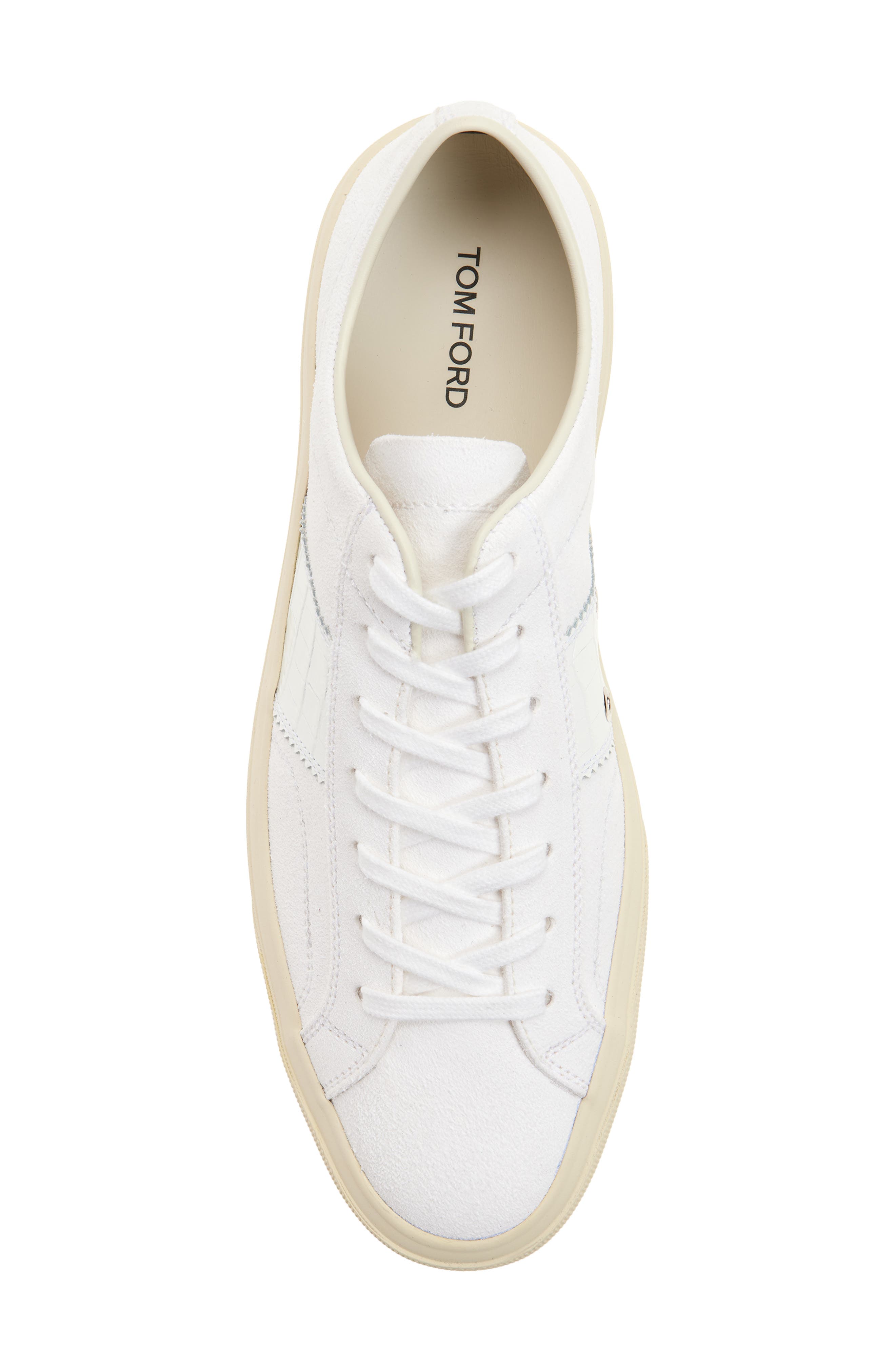 TOM FORD Cambridge Low Top Sneaker, Alternate, color, Optical White/ Cream