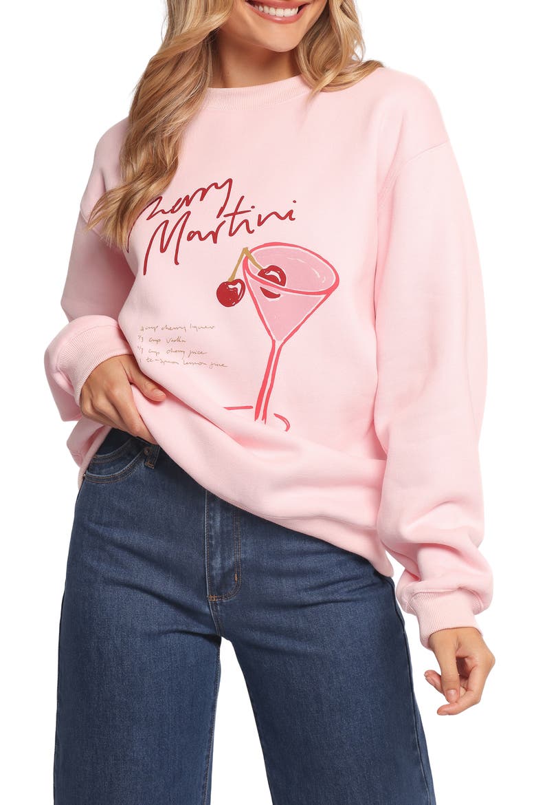 Cherry Martini Graphic Sweatshirt, Main, color, PINK