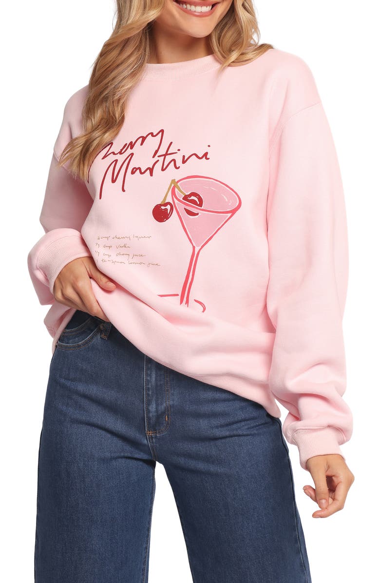 Petal & Pup Cherry Martini Graphic Sweatshirt, Main, color, Pink