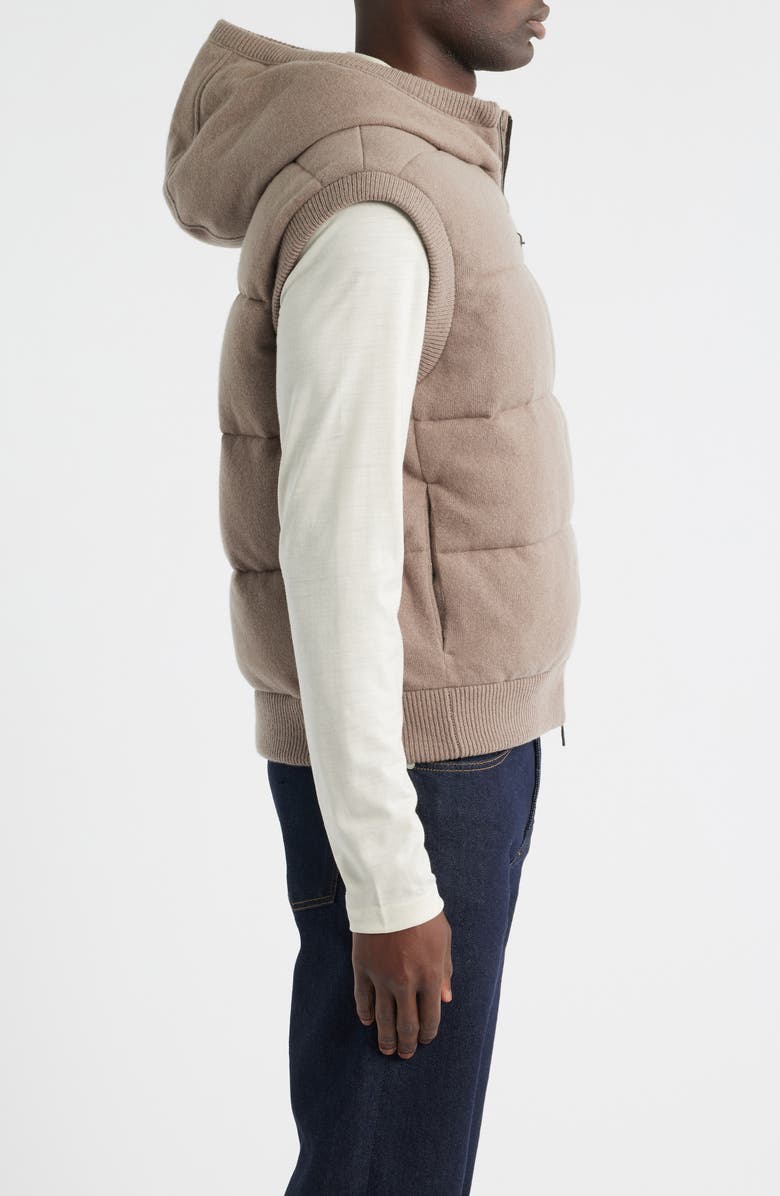 BOSS Henrico Quilted Cashmere Hooded Vest, Alternate, color, Open Beige
