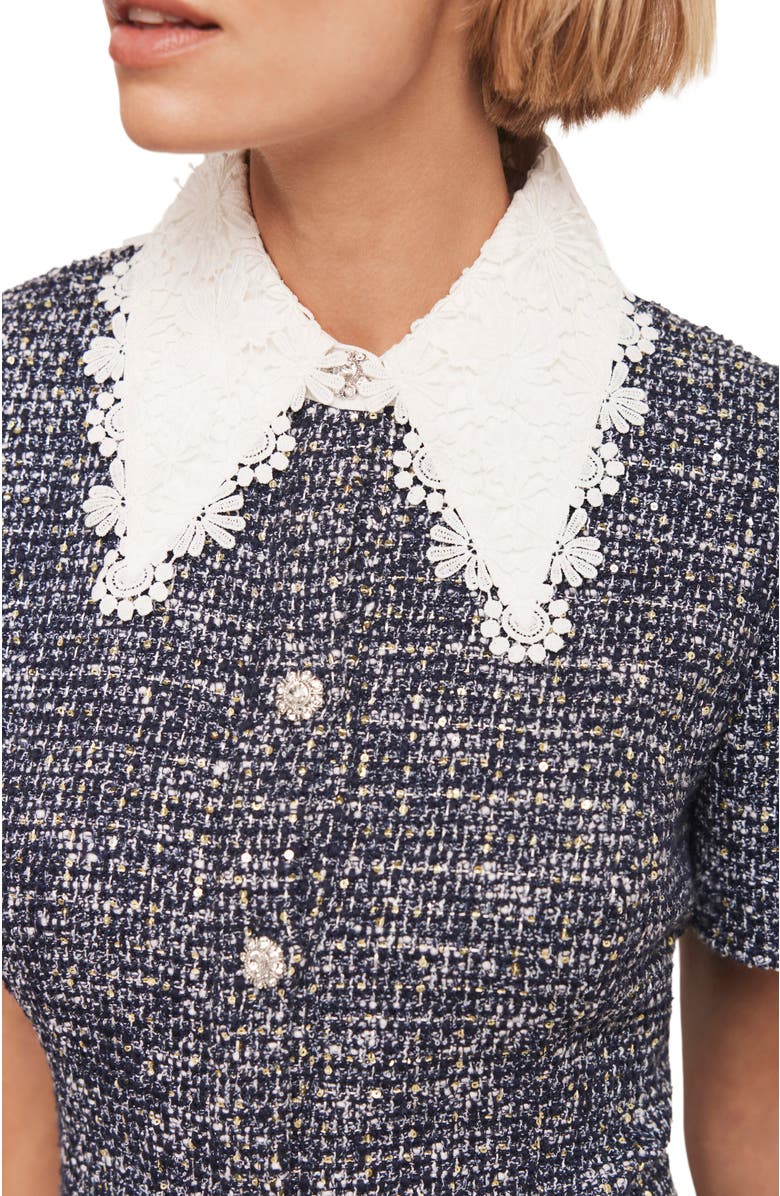 MINT VELVET Statement Collar Boucle Mini Dress, Alternate, color, Navy