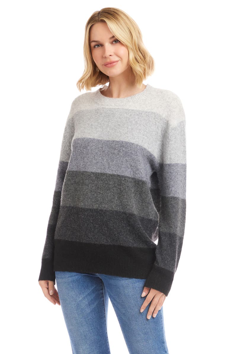 Karen Kane Ombré Stripe Colorblock Sweater, Alternate, color, Gray
