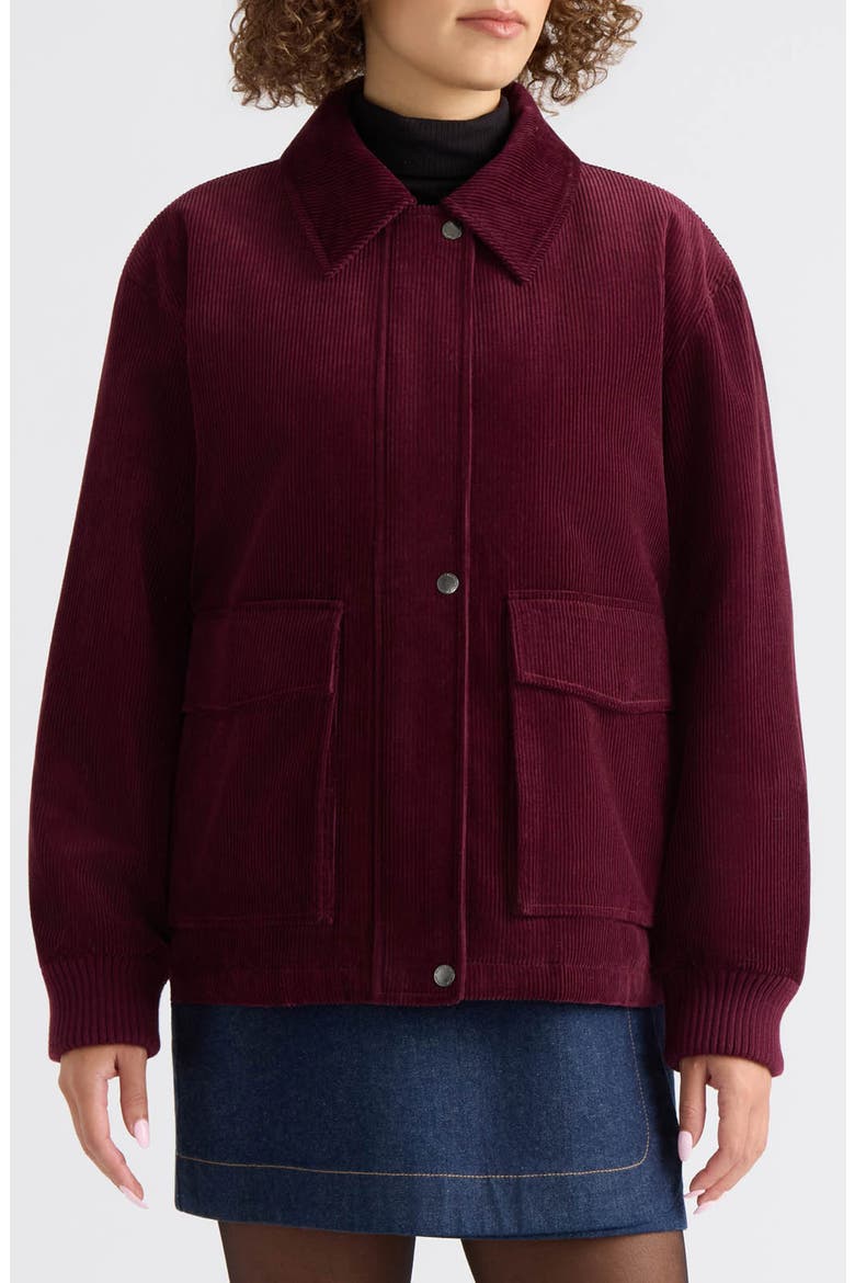 Bente Corduroy Padded Boyfriend Jacket, Main, color, BORDEAUX