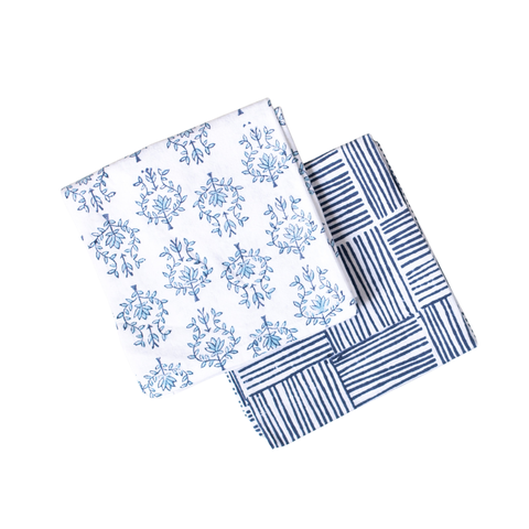 Tea Towel Set - Lotus & Stripe