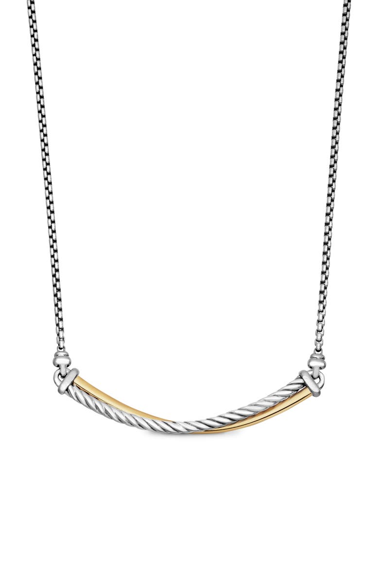 Crossover Bar Necklace with 18K Gold, Alternate, color, SILVER/ GOLD
