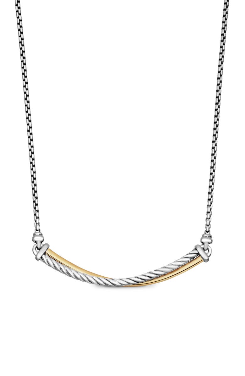 David Yurman Crossover Bar Necklace with 18K Gold, Alternate, color, Silver/ Gold
