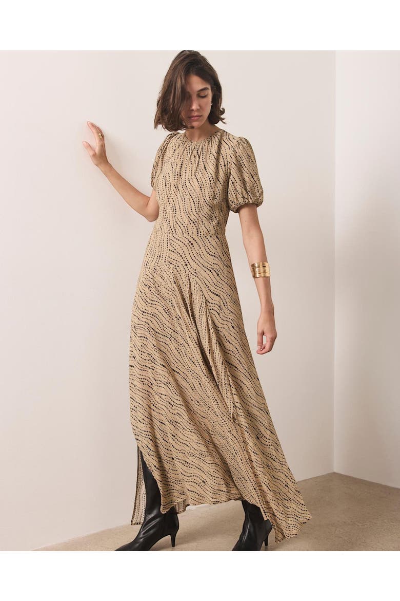 Puff Sleeve Printed Maxi Dress, Alternate, color, Natural
