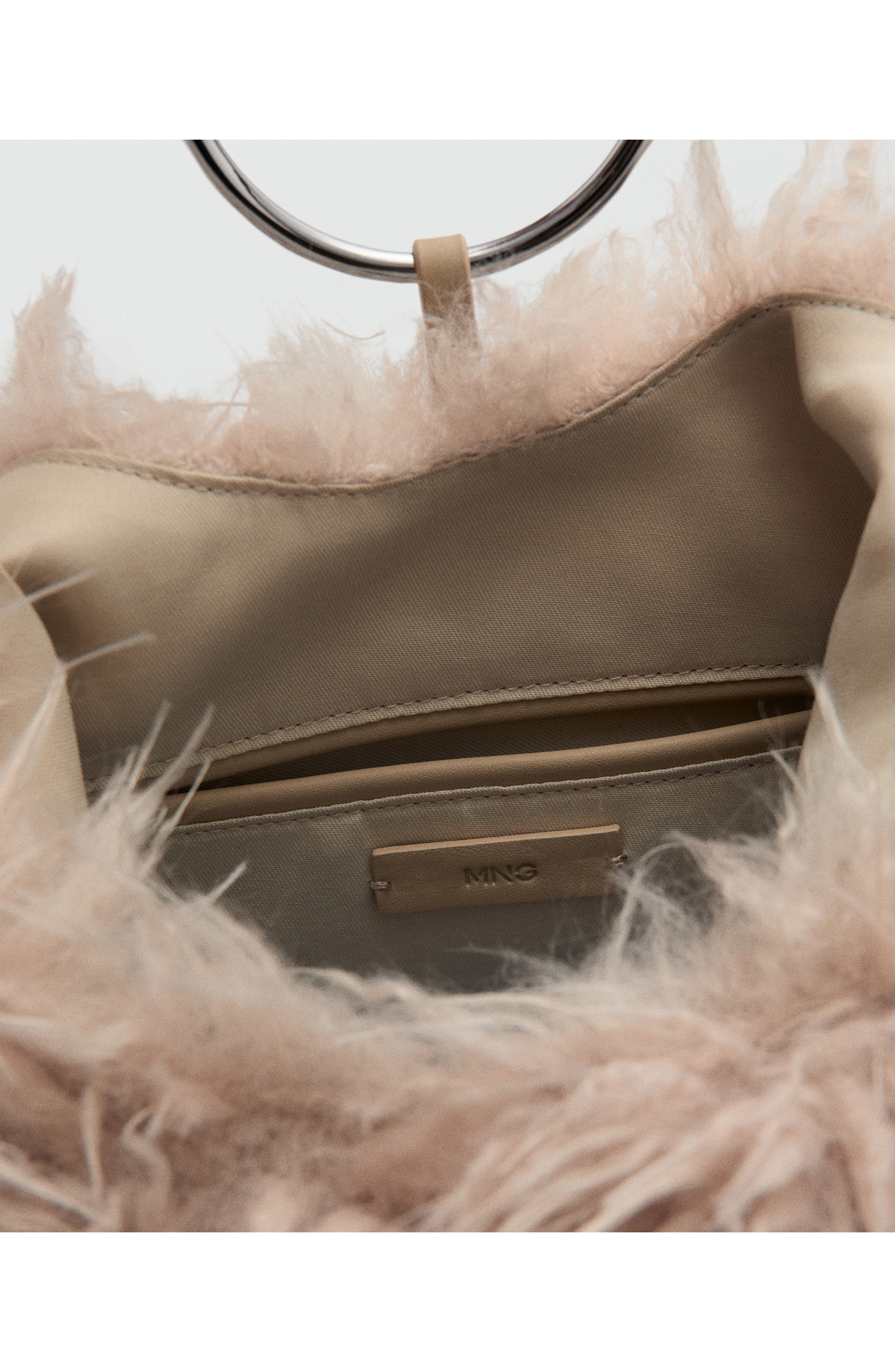 MANGO Faux Fur Hobo Bag, Alternate, color, 