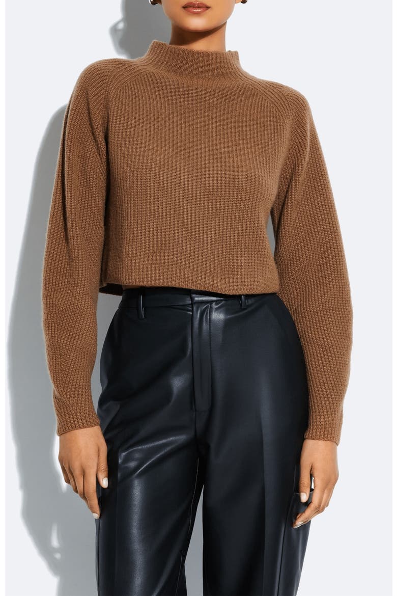 Airy Cashmere Silk Cropped Raglan Sweater, Main, color, Camel