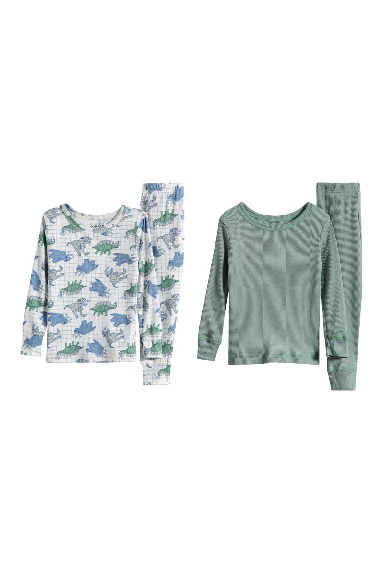 Kids' Just Chill 2-Pack Fitted Pajamas, Main, color, DINOS / BLUE