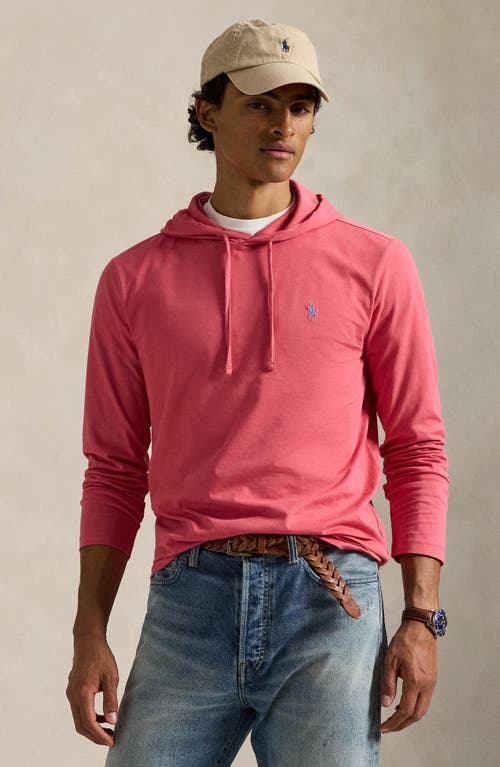Polo Ralph Lauren Long Sleeve Cotton Jersey Hooded T-shirt In Pink