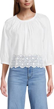 Lands' End Gathered Eyelet Top