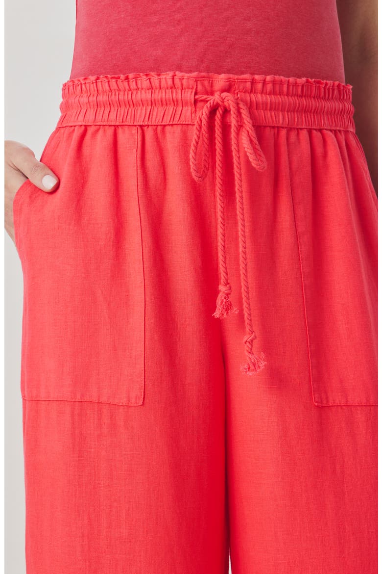 Stella Paperbag Linen Wide Leg Pants, Alternate, color, SCARLET RED