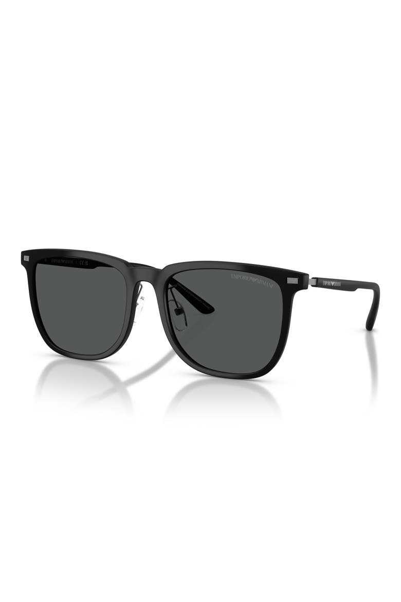 56mm Irregular Sunglasses, Alternate, color, MATTE BLACK / DARK GREY