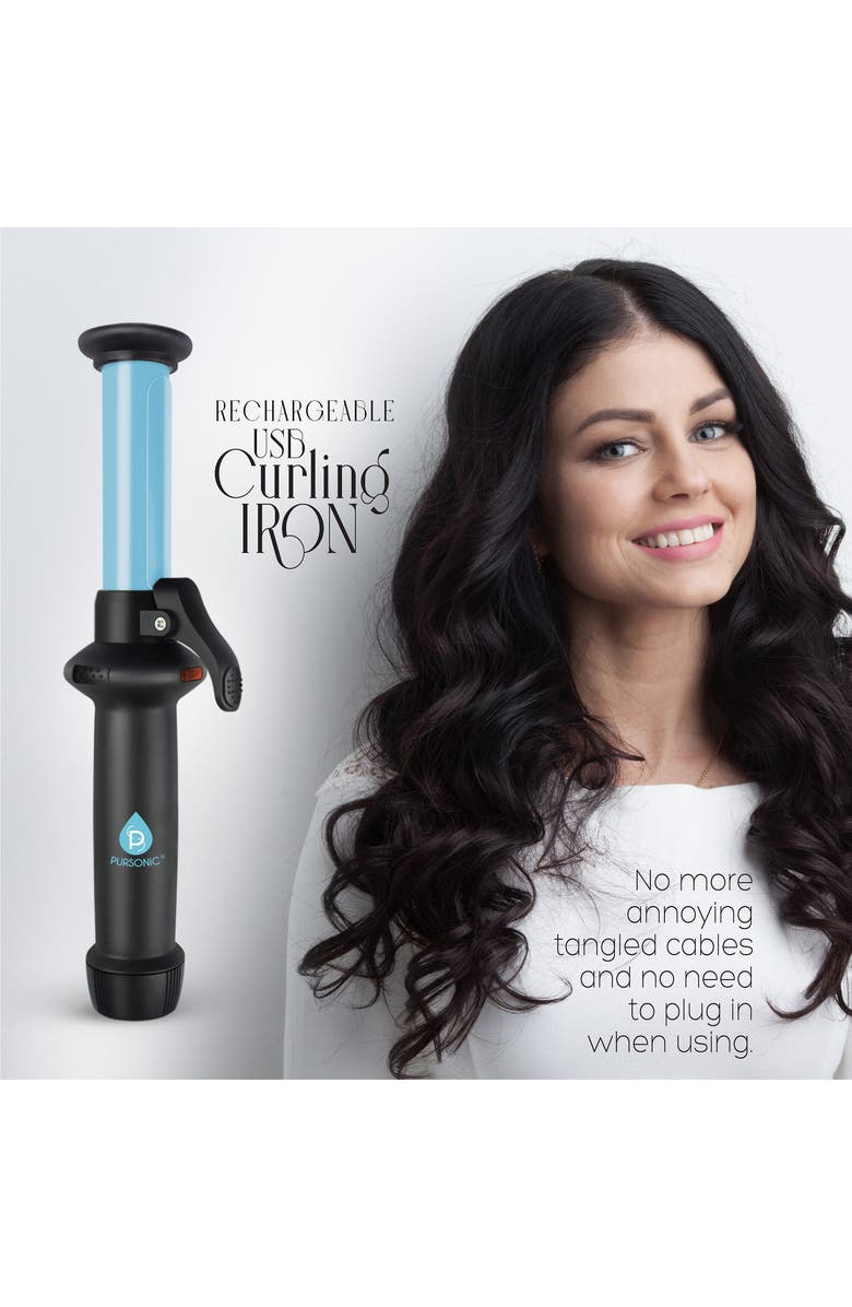 PURSONIC USB Rechargeable Mini Curling Iron, Alternate, color, Blue