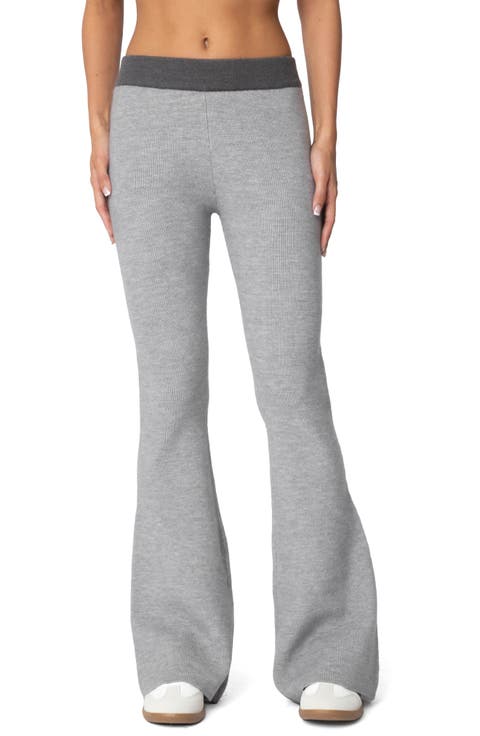 Lei Contrast Trim Flare Knit Pants