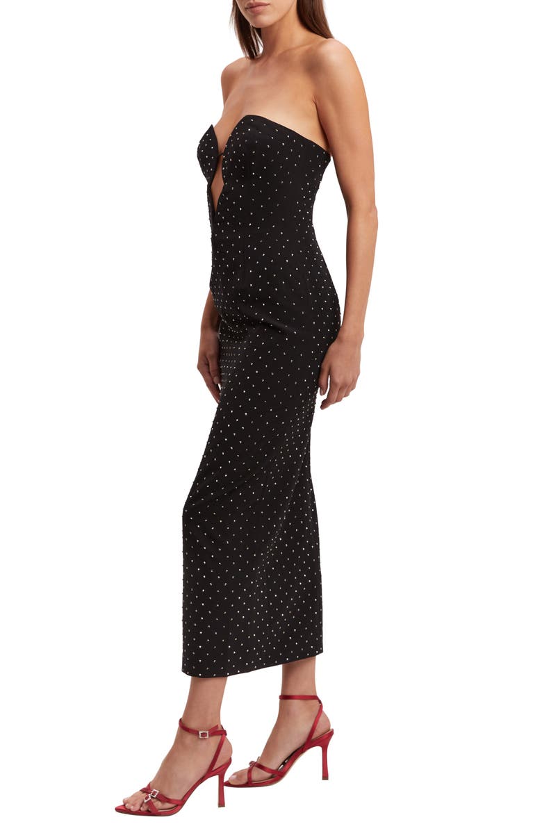 Bardot Eleni Studded Strapless Plunge Neck Midi Dress, Alternate, color,
