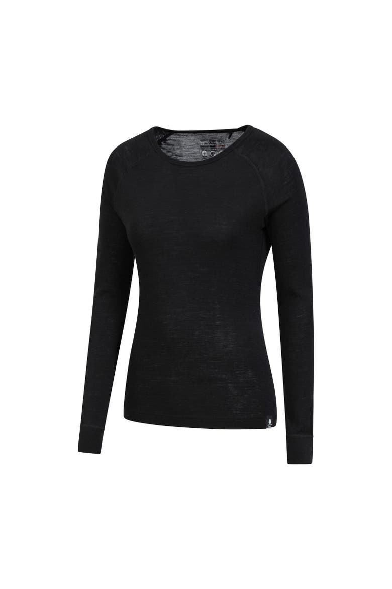 Merino Wool Round Neck Base Layer Top, Alternate, color, Black