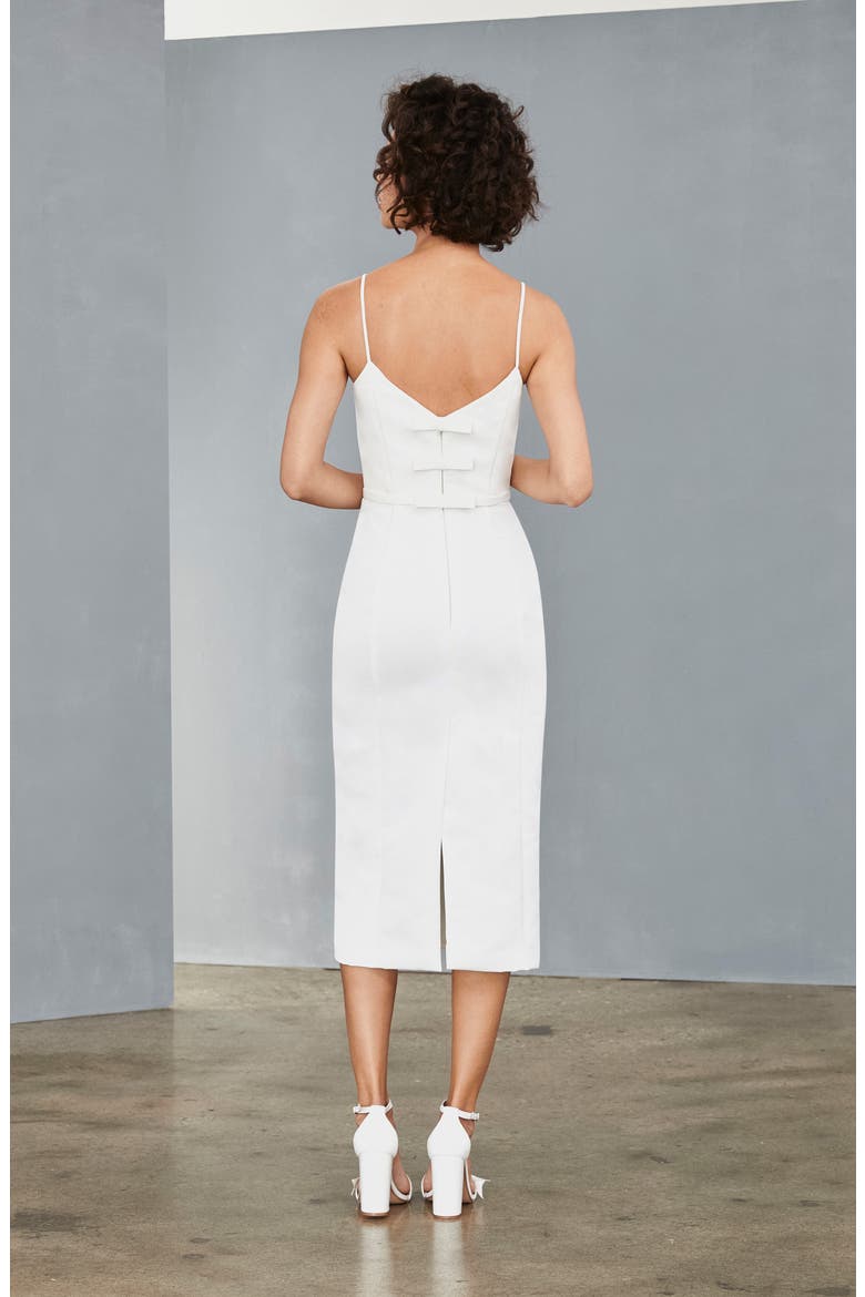 Bow Back Midi Sheath Dress, Alternate, color, SILK WHITE