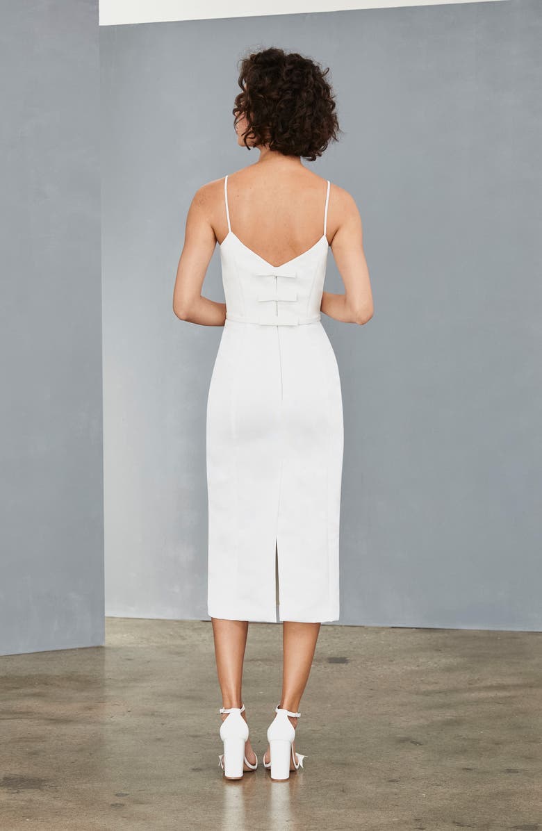Amsale Bow Back Midi Sheath Dress, Alternate, color, 