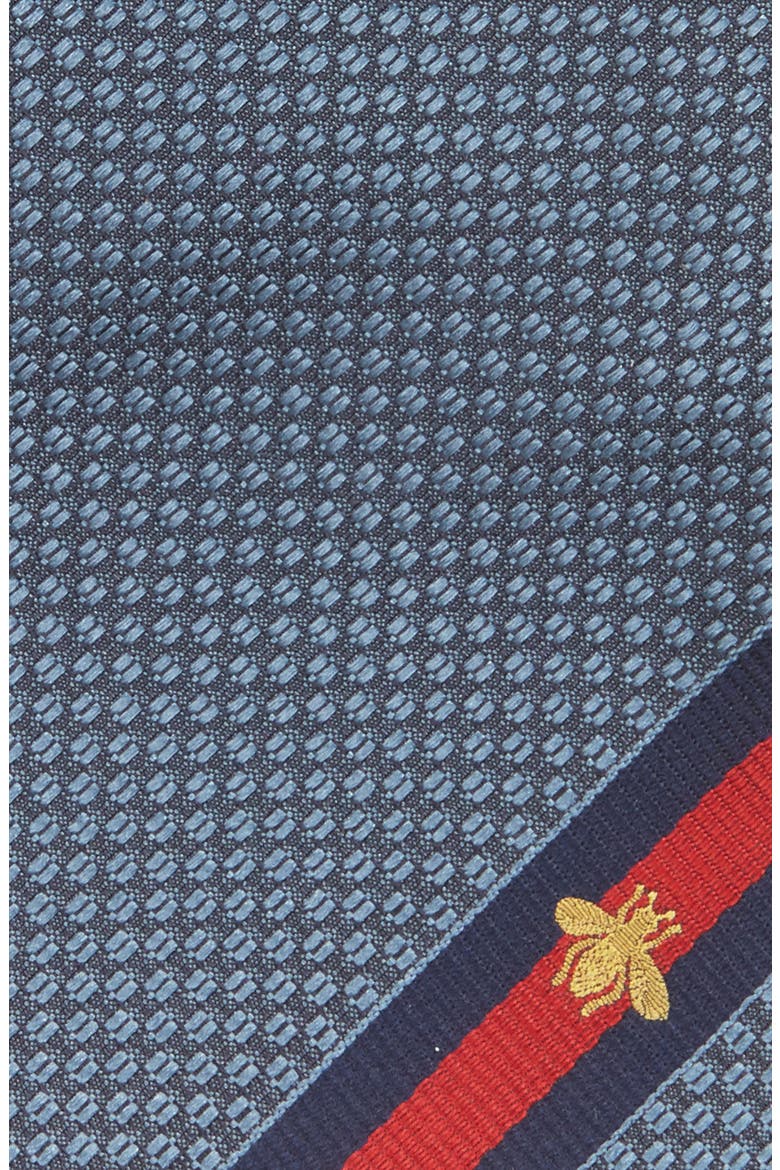 Bee Web Stripe Silk Tie, Alternate, color, BLUE