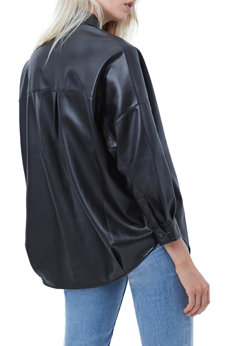 Rhodes Faux Leather Shirt, Alternate, color, BLACK