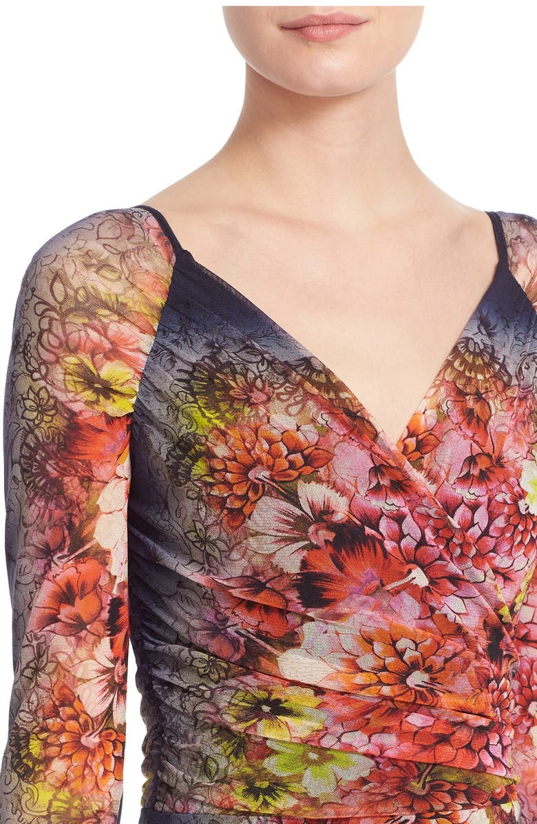 Fuzzi Tattoo Floral Print Tulle Dress, Alternate, color, 