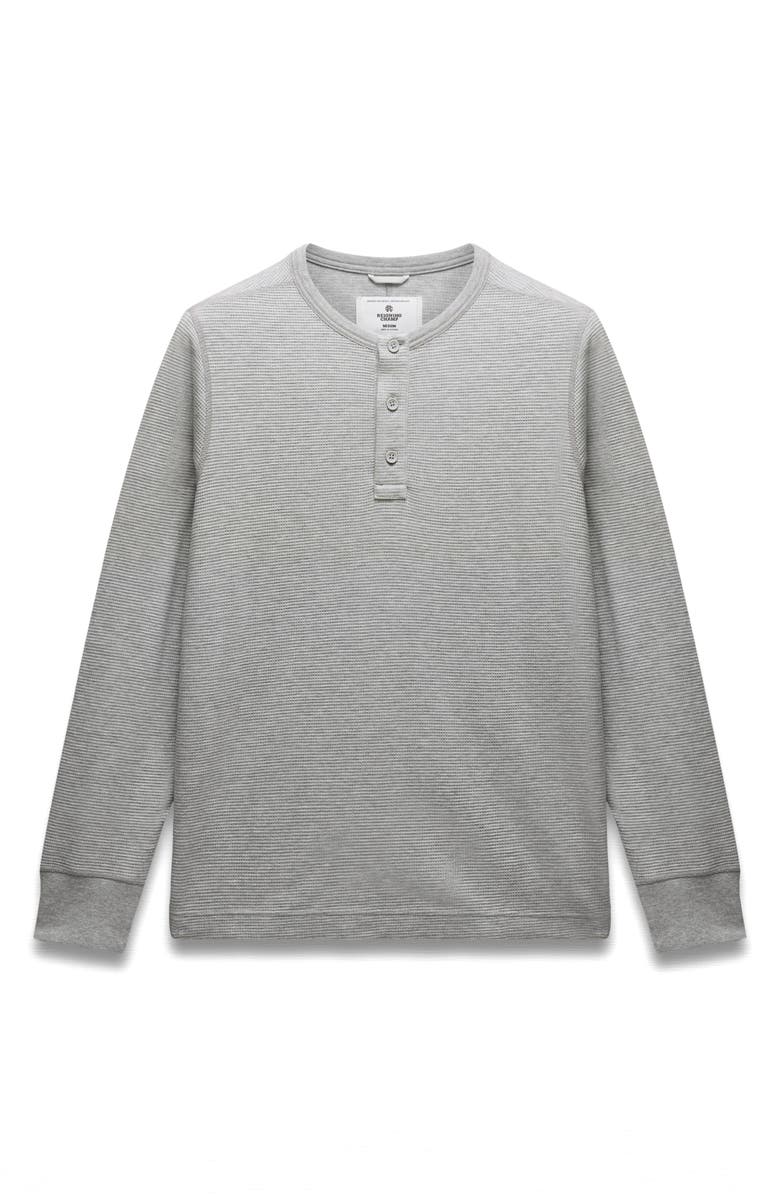 Reigning Champ Standard Fit Lightweight Waffle Knit Henley, Alternate, color, Heather Grey