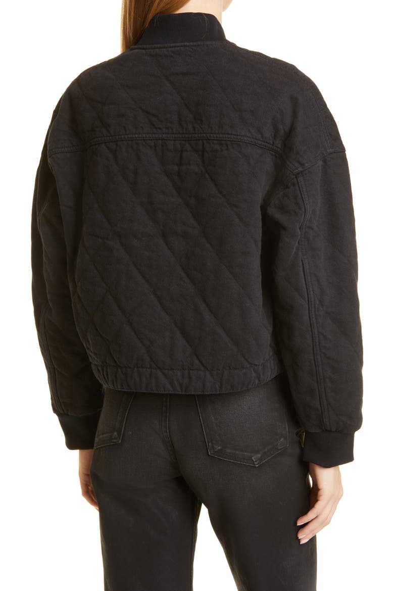 Val Quilted Cropped Denim Jacket, Alternate, color, BLACK