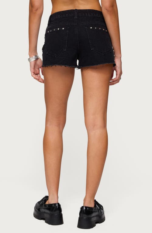 Edikted Ashten Studded Low Rise Denim Shorts In Multi