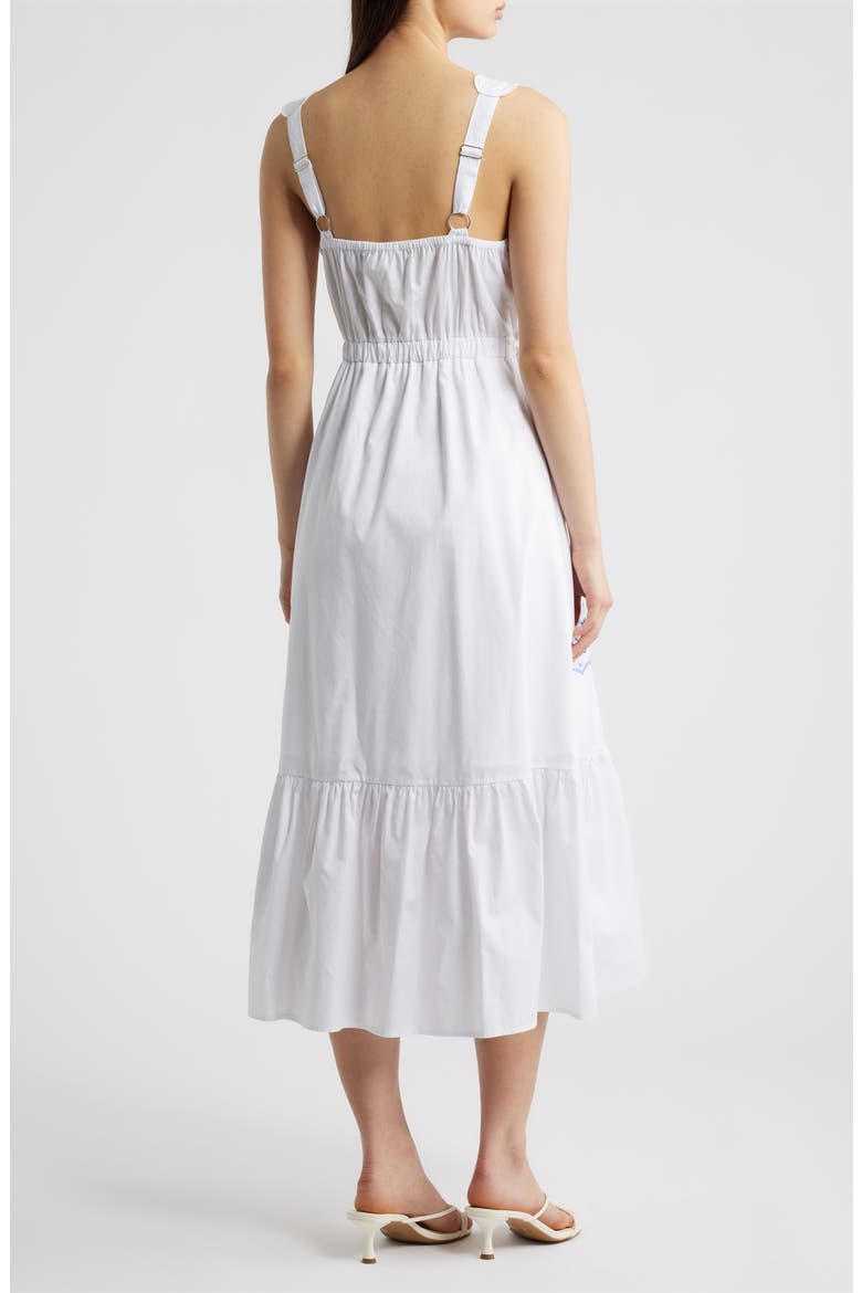 Floral Embroidery Detail Cotton Dress, Alternate, color, OFF WHITE/ BLUE