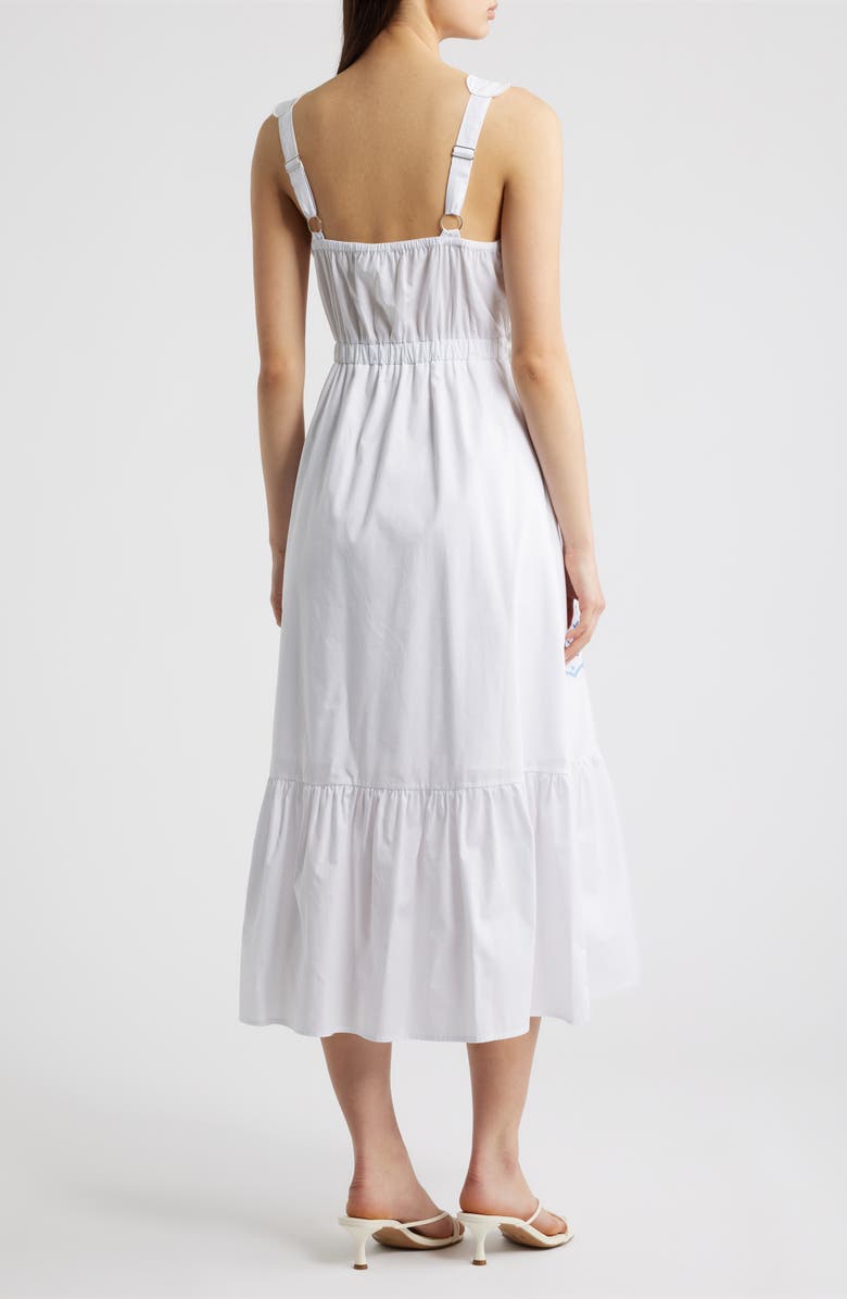 MOON RIVER Floral Embroidery Detail Cotton Dress, Alternate, color, Off White/ Blue