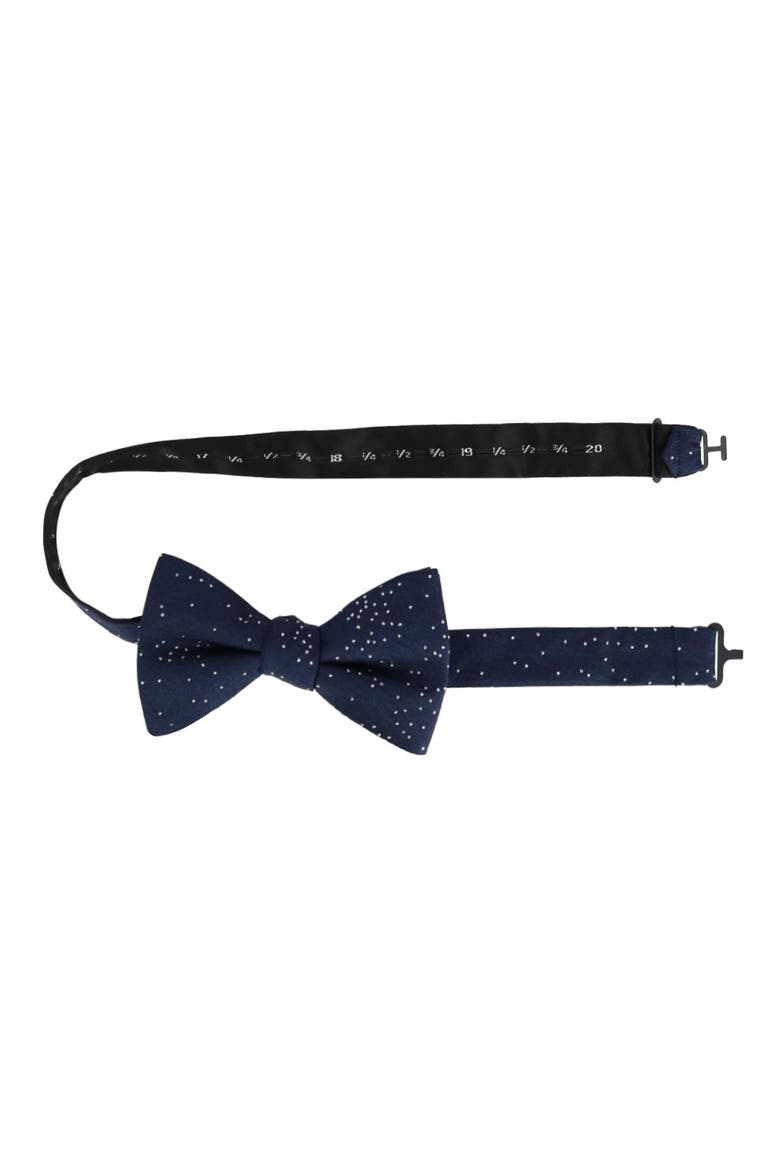 Mystere Metallic Star Light Silk Bow Tie, Alternate, color, Navy