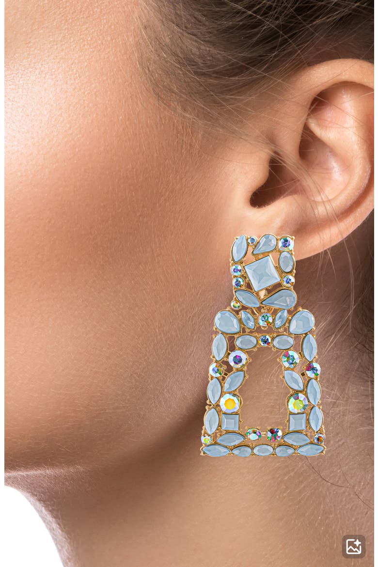 Mosaic Crystal Geometric Drop Earrings (Nordstrom Exclusive), Alternate, color, BLUE/ GOLD