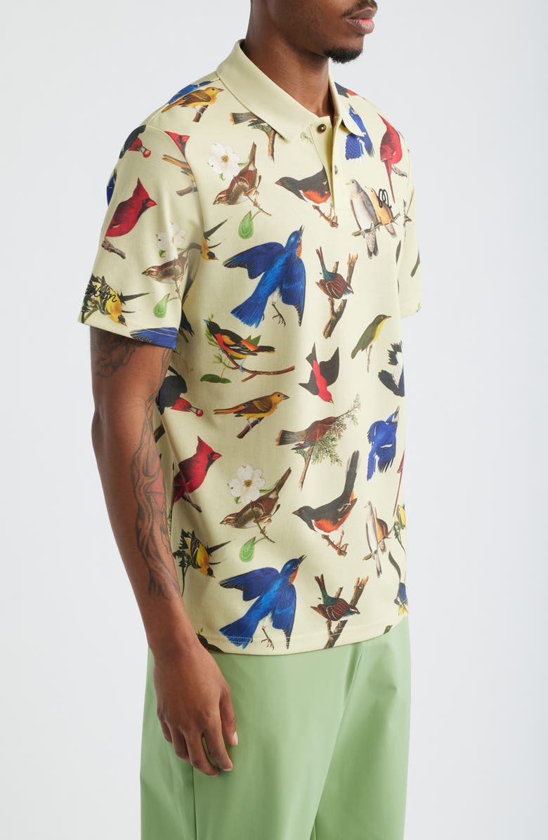 Malbon Golf Birds of Georgia Fairway Polo, Alternate, color, Bird Print
