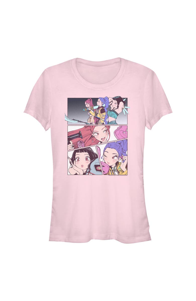 KPop Demon Hunters Junior's KPop Demon Hunters Huntrix Manhwa Panels  Graphic T-Shirt, Main, color, Light Pink