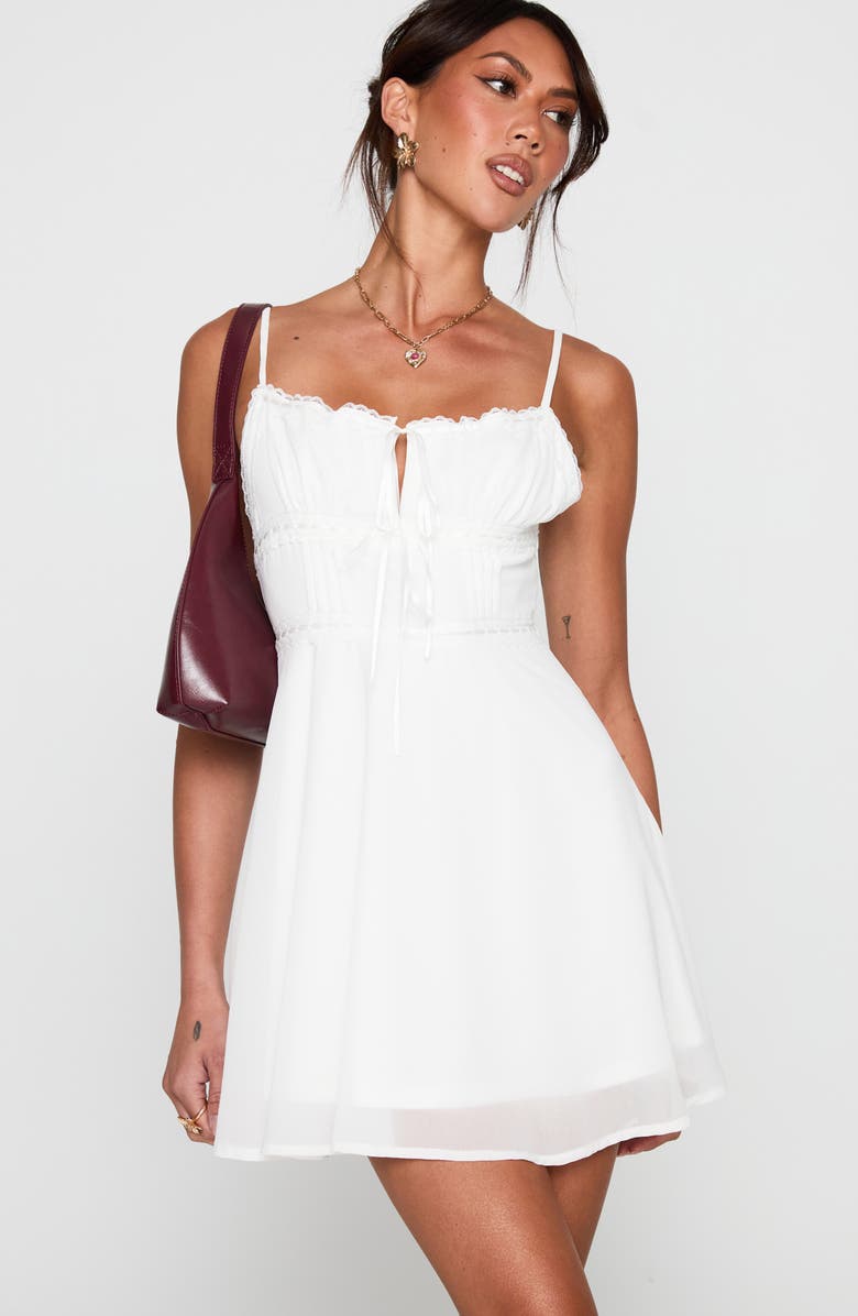 Princess Polly Pure Joy Lace Trim Mini Sundress, Alternate, color, White