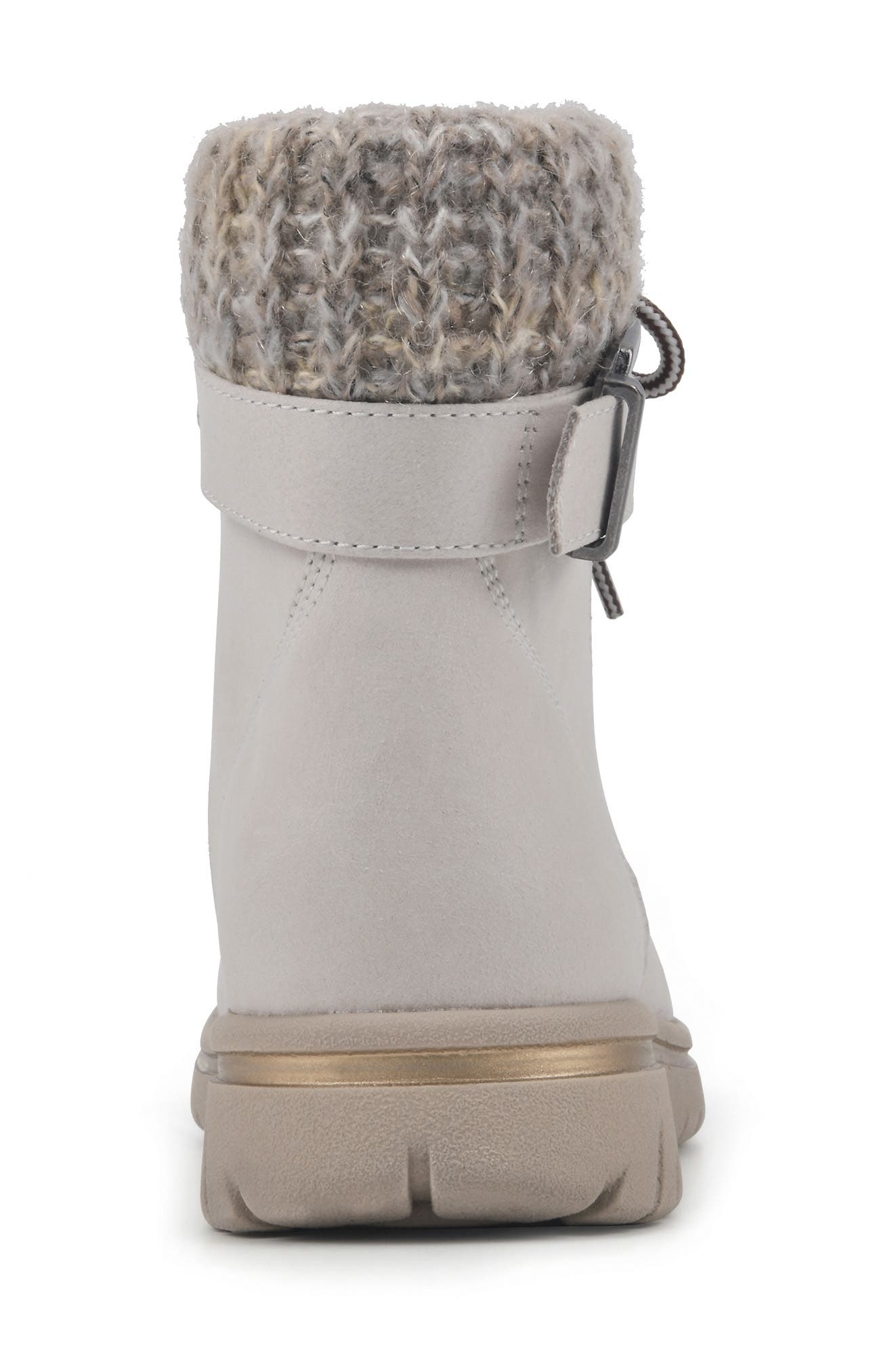 Hearty Knit Collar Lace-Up Boot, Alternate, color, WINTER WHITE/ FABRIC/ SWEATER